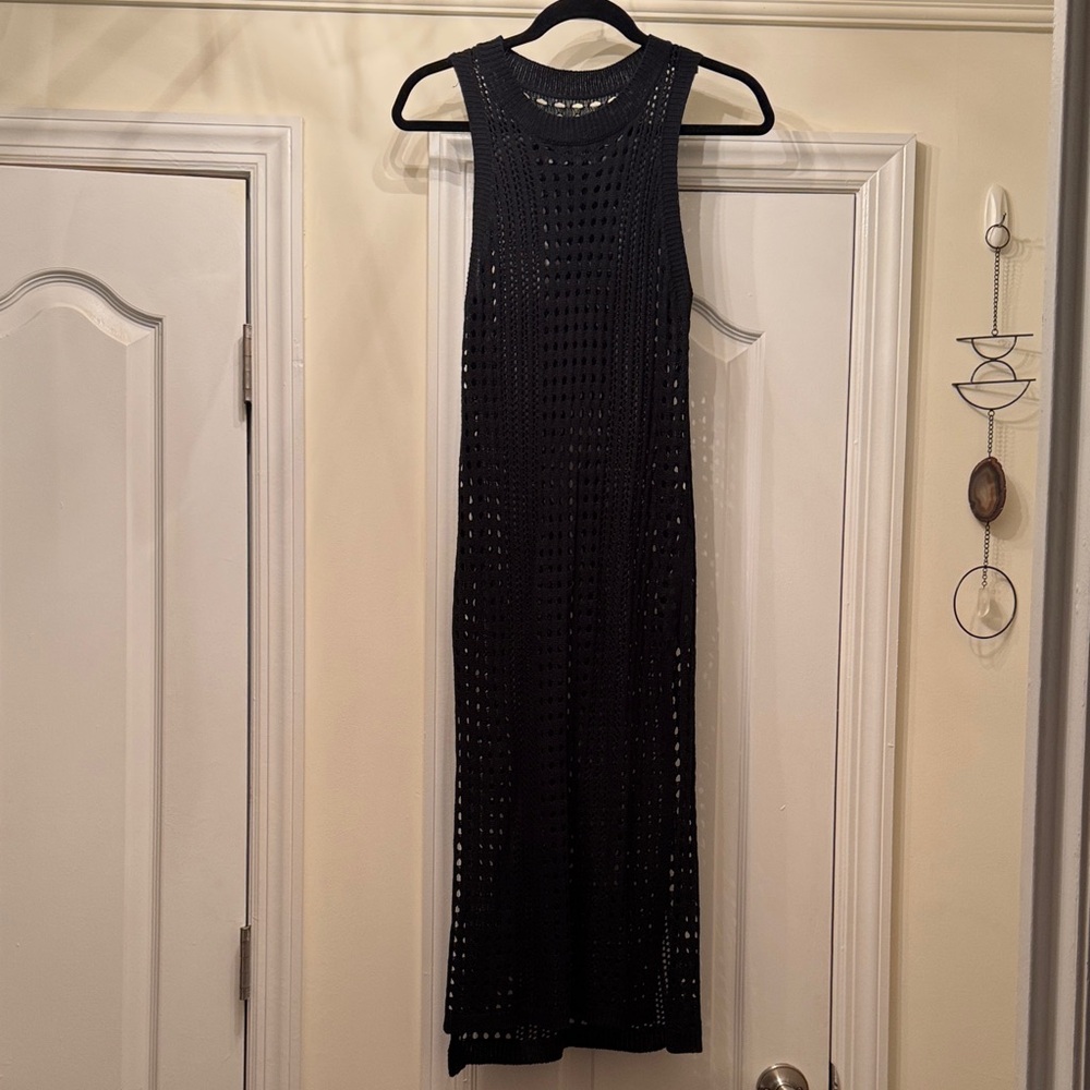 Amazon Black Crochet Sleeveless Maxi Dress